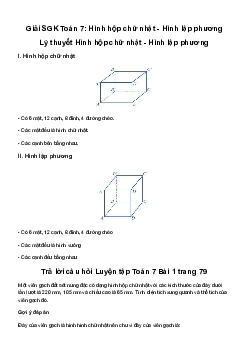 Giải Toán 7 Bài 1: Hình hộp chữ nhật. Hình lập phương | Cánh diều