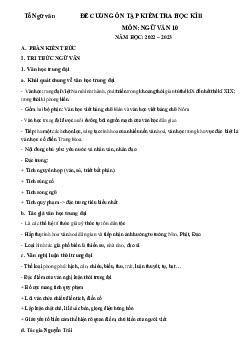 Đề cương ôn tập học kì 2 môn Ngữ văn 10 Chân trời sáng tạo