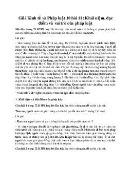 Giải Kinh tế và Pháp luật 10 bài 11: Khái niệm, đặc điểm và vai trò của pháp luật KNTT