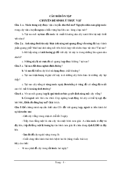 Câu hỏi ôn tập chuyên đề quang hợp