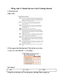 Giải Unit 9 Getting Started | Tiếng Anh 11 Global Success