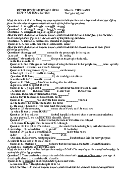 Đề thi thử tiếng Anh vào lớp 10 Nghệ An năm 2023-2024 số 2