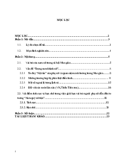 Tiểu luận cuối kỳ môn Triết học trong cuộc sống đề tài "Quan niệm “Trọng nam khinh nữ” trong xã hội Nho Giáo"