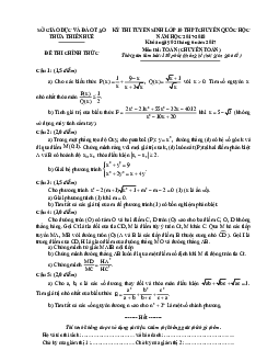 Đề thi tuyển sinh lớp 10 năm học 2017 – 2018 môn Toán trường THPT chuyên Quốc học – TT Huế (chuyên Toán)