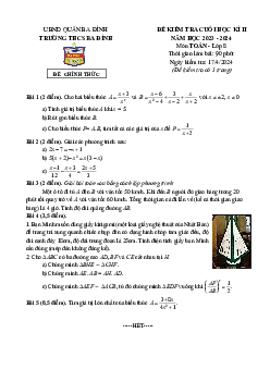 Đề thi cuối học kì 2 Toán 8 năm 2023 – 2024 trường THCS Ba Đình – Hà Nội