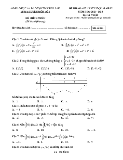 Đề khảo sát Toán 12 năm 2022 – 2023 cụm chuyên môn số 6 – Đắk Lắk