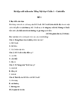Giải Bài tập cuối tuần lớp 4 môn Tiếng Việt Cánh diều - Tuần 1