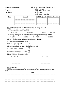 Đề thi giữa học kì 2 môn Toán lớp 5 - Đề 2