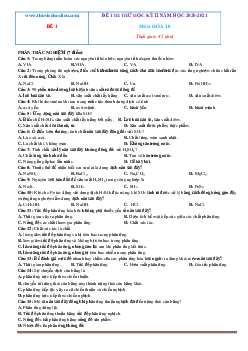 Bộ đề thi thử Hóa 10 học kỳ 2 năm học 2020-2021
