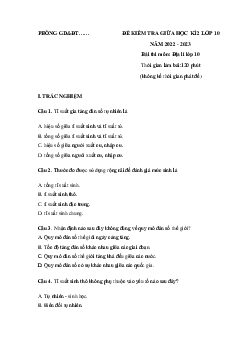 Giải Đề thi giữa học kì 2 lớp 10 năm 2022 - 2023 sách Kết nối tri thức với cuộc sống Địa lí 10 đề 1