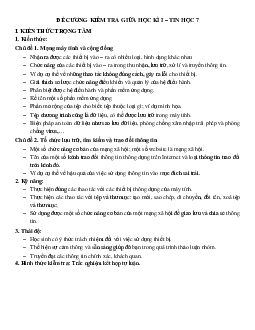 Đề cương ôn tập giữa học kì 1 môn Tin học 7