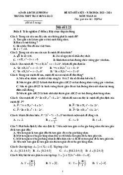 Đề giữa kỳ 1 Toán 10 năm 2023 – 2024 trường THPT Trần Hưng Đạo – Hải Phòng
