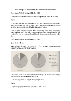 Giải bài tập SBT Địa Lý 12 bài 26: Cơ cấu ngành công nghiệp