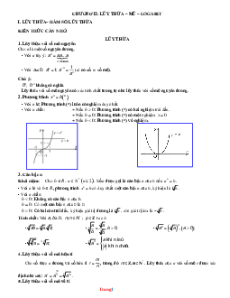 Trắc Nghiệm Ôn Tập Giải Tích 12 Chương 2 Mức 1 Và 2 Có Đáp Án