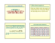 Chương 2: Cấu tạo phân tử và liên kết hóa học | Bài giảng môn Hóa vôn cơ | Đại học Bách khoa hà nội