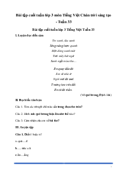 Bài tập cuối tuần lớp 3 môn Tiếng Việt Chân trời sáng tạo - Tuần 33