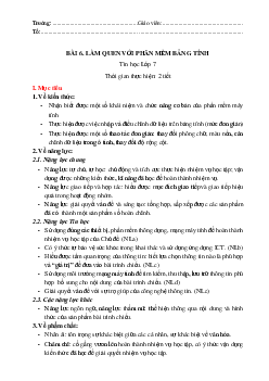 Giáo án Bài 6: Làm quen với phần mềm bảng tính Tin học 7 | Kết nối tri thức