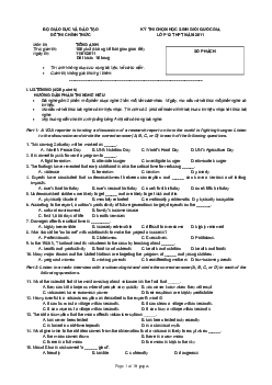 Đề thi chọn học sinh giỏi Quốc gia môn Tiếng Anh năm học 2010 – 2011