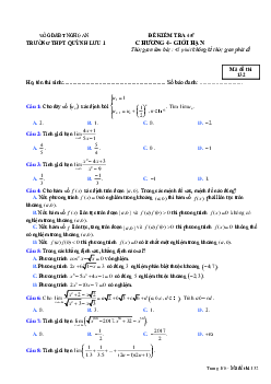 Đề kiểm tra 45 phút ĐS và GT 11 chương 4 trường THPT Quỳnh Lưu 1 – Nghệ An