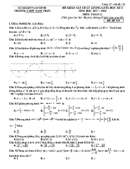Đề KSCL giữa học kỳ 1 năm học 2017 – 2018 môn Toán 11 trường THPT Nam Trực – Nam Định