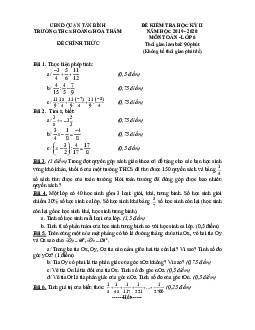 Đề kiểm tra học kì 2 Toán 6 năm 2019 – 2020 trường THCS Hoàng Hoa Thám – TP HCM