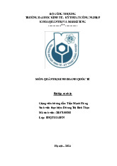 Bài Tập Cá Nhân Môn: Quản Trị Kinh Doanh Quốc Tế | Đại học Kinh tế kỹ thuật công nghiệp