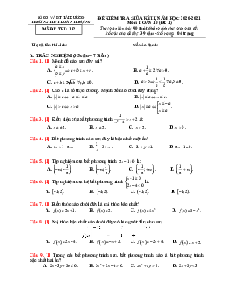 Đề thi giữa kỳ 2 Toán 10 năm 2020 – 2021 trường Đoàn Thượng – Hải Dương