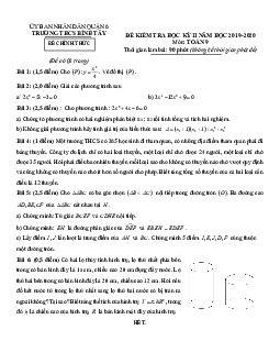 Đề thi học kì 2 Toán 9 năm 2019 – 2020 trường THCS Bình Tây – TP HCM