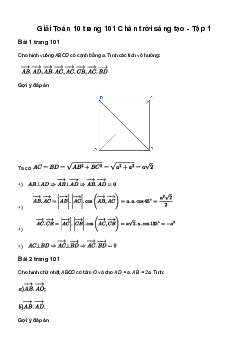 Giải Toán 10 Bài 4: Tích vô hướng của hai vectơ
