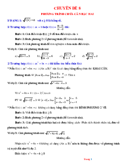 Phương pháp giải phương trình chứa căn bậc 2 toán lớp 9 (có đáp án và lời giải chi tiết)