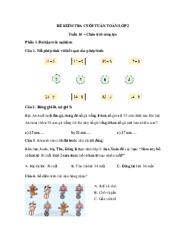 Đề kiểm tra cuối tuần Toán lớp 2 | Chân trời - Tuần 14 (nâng cao)