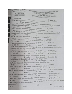 Đề thi thử THPT Quốc gia 2021 môn Sinh Sở GD&ĐT Cần Thơ