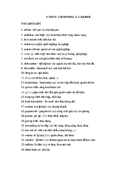 Từ vựng Unit 9 lớp 12 Choosing A Career