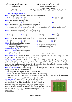 Đề kiểm tra giữa học kỳ 1 Toán 8 năm 2023 – 2024 sở GD&ĐT Bắc Ninh