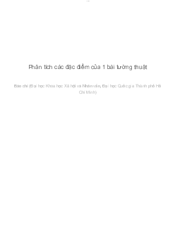 Phân tích các đặc điểm của 1 bài tường thuật | Báo chí và truyền thông | Đại học Khoa học Xã hội và Nhân văn, Đại học Quốc gia Thành phố HCM