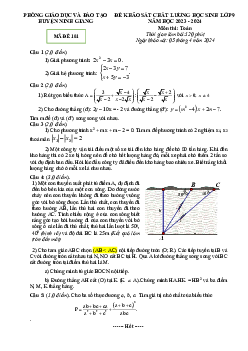 Đề khảo sát Toán 9 năm 2023 – 2024 phòng GD&ĐT Ninh Giang – Hải Dương