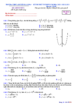 Đề thi thử TN THPT 2023 môn Toán lần 3 trường chuyên Hạ Long – Quảng Ninh