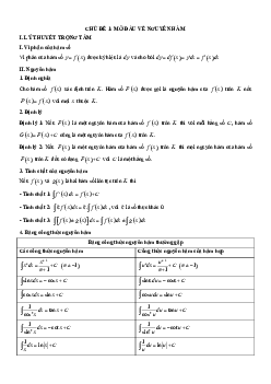 Chuyên đề trắc nghiệm mở đầu về nguyên hàm Toán 12