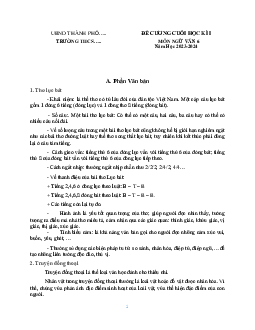 Đề cương ôn tập học kì 1 môn Ngữ văn 6 sách Chân trời sáng tạo | Bộ 1