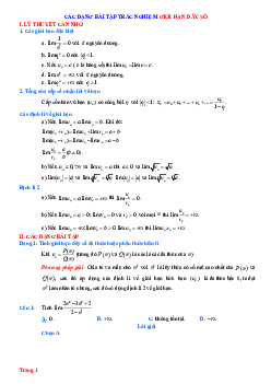 Các dạng bài tập trắc nghiệm giới hạn dãy số (có lời giải)