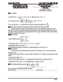 Đề thi khảo sát Toán 9 năm học 2017 – 2018 phòng GD và ĐT Ba Đình – Hà Nội