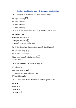 Đáp án trắc nghiệm tập huấn sgk Âm nhạc 4 | Kết nối tri thức