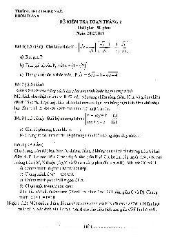 Đề kiểm tra Toán 9 tháng 2/2019 trường THCS Thống Nhất – Hà Nội