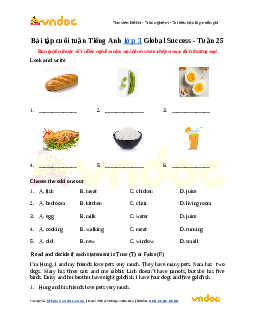 Bài tập cuối tuần Tiếng Anh lớp 3 Global Success - Tuần 25