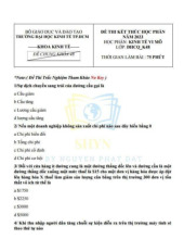 đề thi kết thúc học phần kinh tế vĩ mô | Đại học Kinh tế Thành phố Hồ Chí Minh