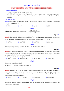 Phương pháp tính suất điện động và cường độ dòng điện cảm ứng (có lời giải)