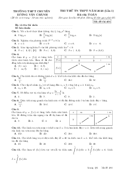 Đề thi thử TN THPT 2020 lần 1 môn Toán trường chuyên Lương Văn Chánh – Phú Yên