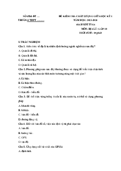Giải đề thi giữa học kì 1 lớp 10 năm 2023 - 2024 sách Kết nối tri thức với cuộc sống | Địa lí 10 đề23