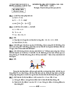 Đề thi học kỳ 1 Toán 6 năm 2019 – 2020 phòng GD&ĐT Quận 11 – TP HCM