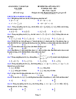 Đề kiểm tra giữa học kỳ 2 Toán 10 năm 2022 – 2023 sở GD&ĐT Bắc Ninh